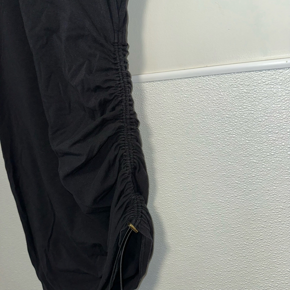 Michael Kors Tee Shirt Dress with Ruching Medium Women’s Black Gold Short Sleeve - Picture 9 of 13